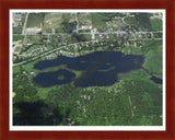 Aerial image of [1839] Lower Pettibone Lake in Oakland, MI with Cherry Wood frame