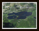 Aerial image of [1839] Lower Pettibone Lake in Oakland, MI with Black Wood frame