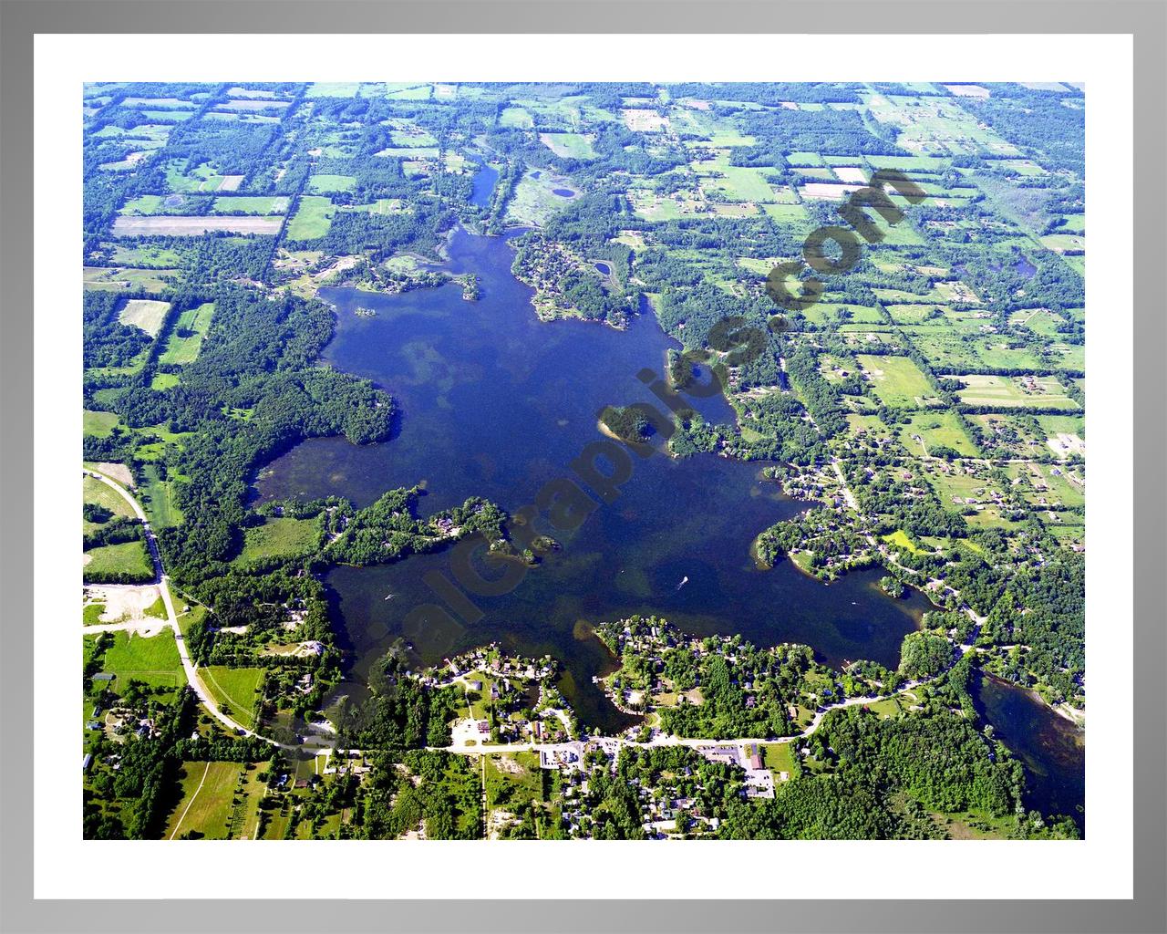 Aerial image of [1859] Lakeville Lake in Oakland, MI with Silver Metal frame