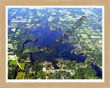 Aerial image of [1859] Lakeville Lake in Oakland, MI with Natural Wood frame