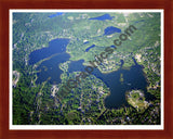 Aerial image of [1860] Commerce Lakes, North & South in Oakland, MI with Cherry Wood frame