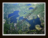 Aerial image of [1860] Commerce Lakes, North & South in Oakland, MI with Black Wood frame