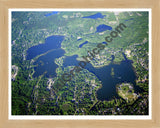 Aerial image of [1860] Commerce Lakes, North & South in Oakland, MI with Natural Wood frame