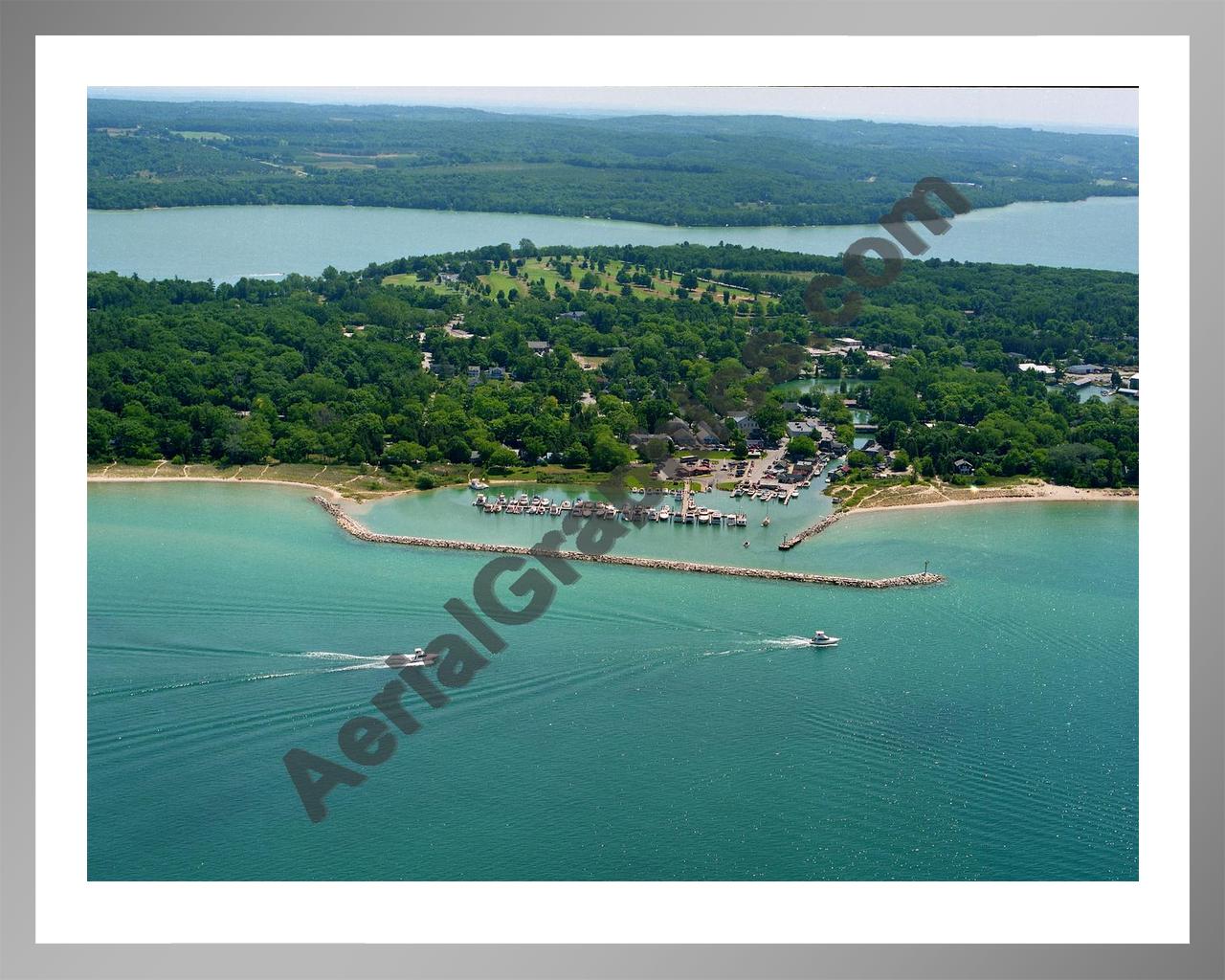 Aerial image of [1875] Leland Fishtown with Silver Metal frame