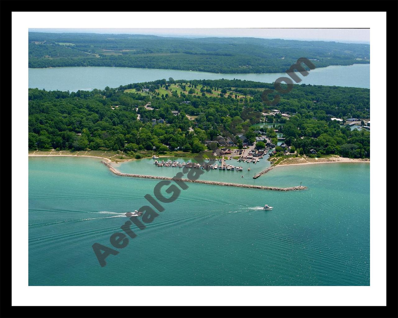 Aerial image of [1875] Leland Fishtown with Black Metal frame