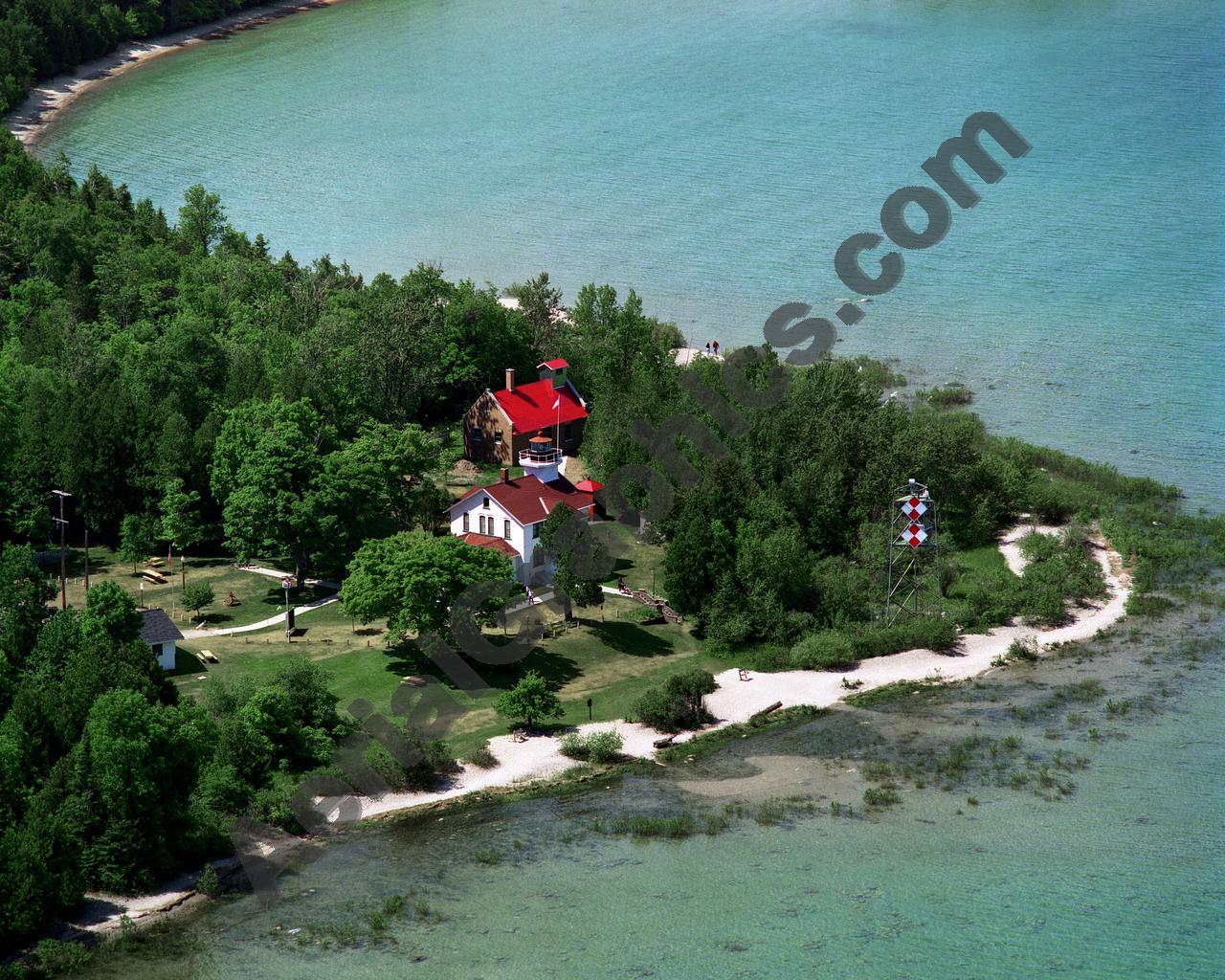 Aerial image of [1876] Northport Lighthouse with Canvas Wrap frame