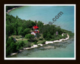 Aerial image of [1876] Northport Lighthouse with Black Wood frame