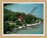 Aerial image of [1876] Northport Lighthouse with Natural Wood frame