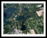 Aerial image of [1884] Cooley Lake in Oakland, MI with Black Metal frame