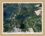 Aerial image of [1884] Cooley Lake in Oakland, MI with Natural Wood frame