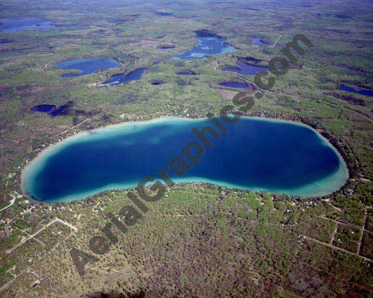 Aerial image of [19] Avalon Lake in Montmorency, MI with Canvas Wrap frame