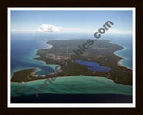 Aerial image of [1928] Beaver Island with Black Wood frame