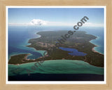 Aerial image of [1928] Beaver Island with Natural Wood frame