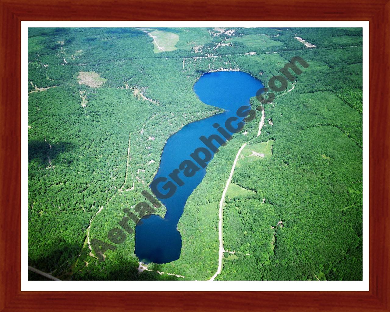 Aerial image of [1933] KP Lake in Crawford, MI with Cherry Wood frame