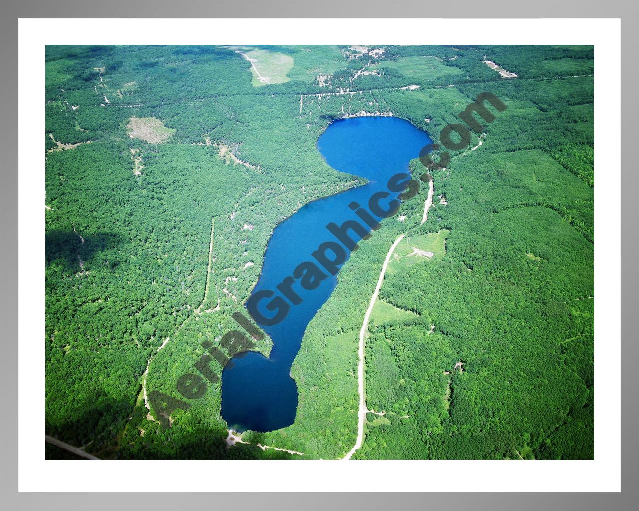 Aerial image of [1933] KP Lake in Crawford, MI with Silver Metal frame