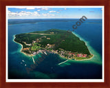 Aerial image of [1940] Mackinac Island with Cherry Wood frame