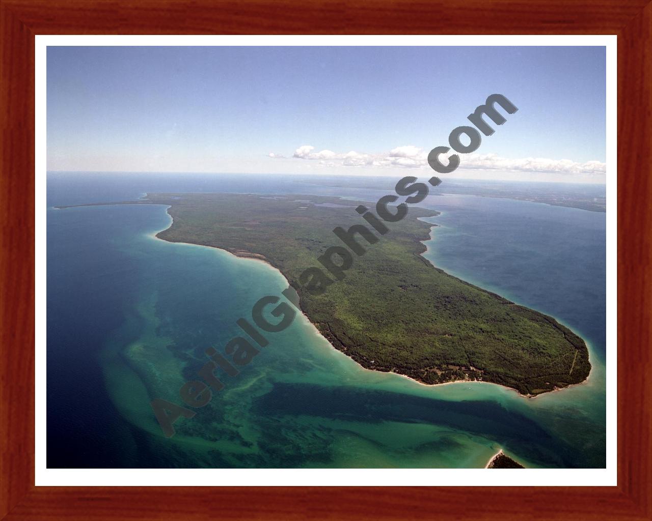 Aerial image of [1941] Bois Blanc Island with Cherry Wood frame