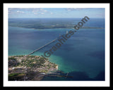 Aerial image of [1942] Mackinac Bridge with Black Metal frame