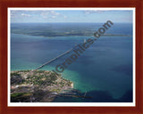 Aerial image of [1942] Mackinac Bridge with Cherry Wood frame