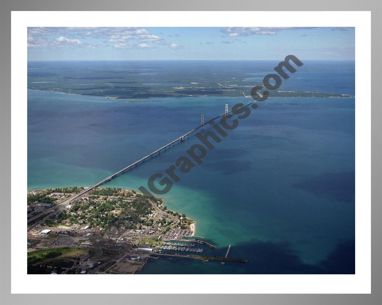 Aerial image of [1942] Mackinac Bridge with Silver Metal frame