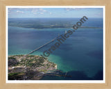 Aerial image of [1942] Mackinac Bridge with Natural Wood frame