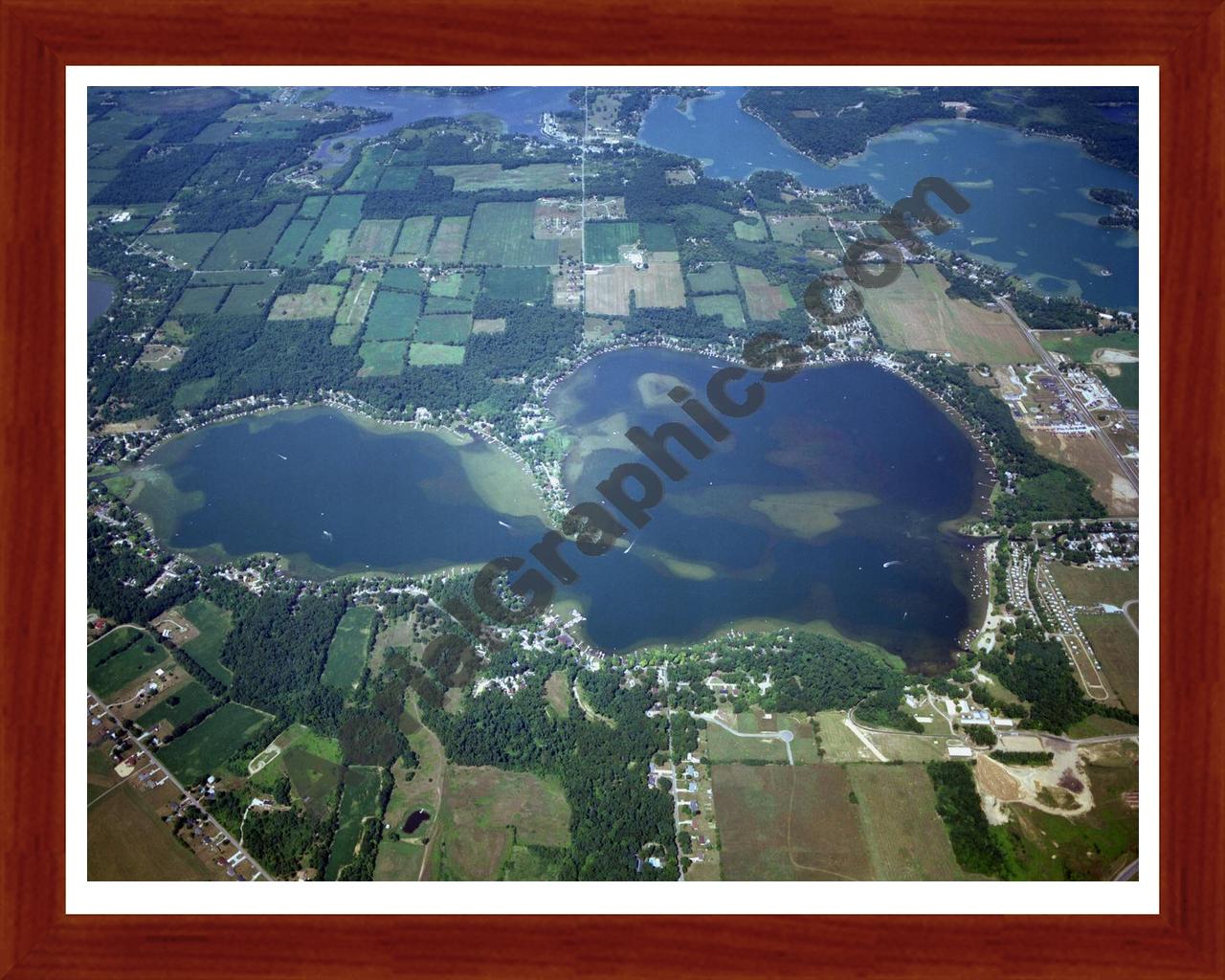 Aerial image of [194] Crooked Lake with Cherry Wood frame