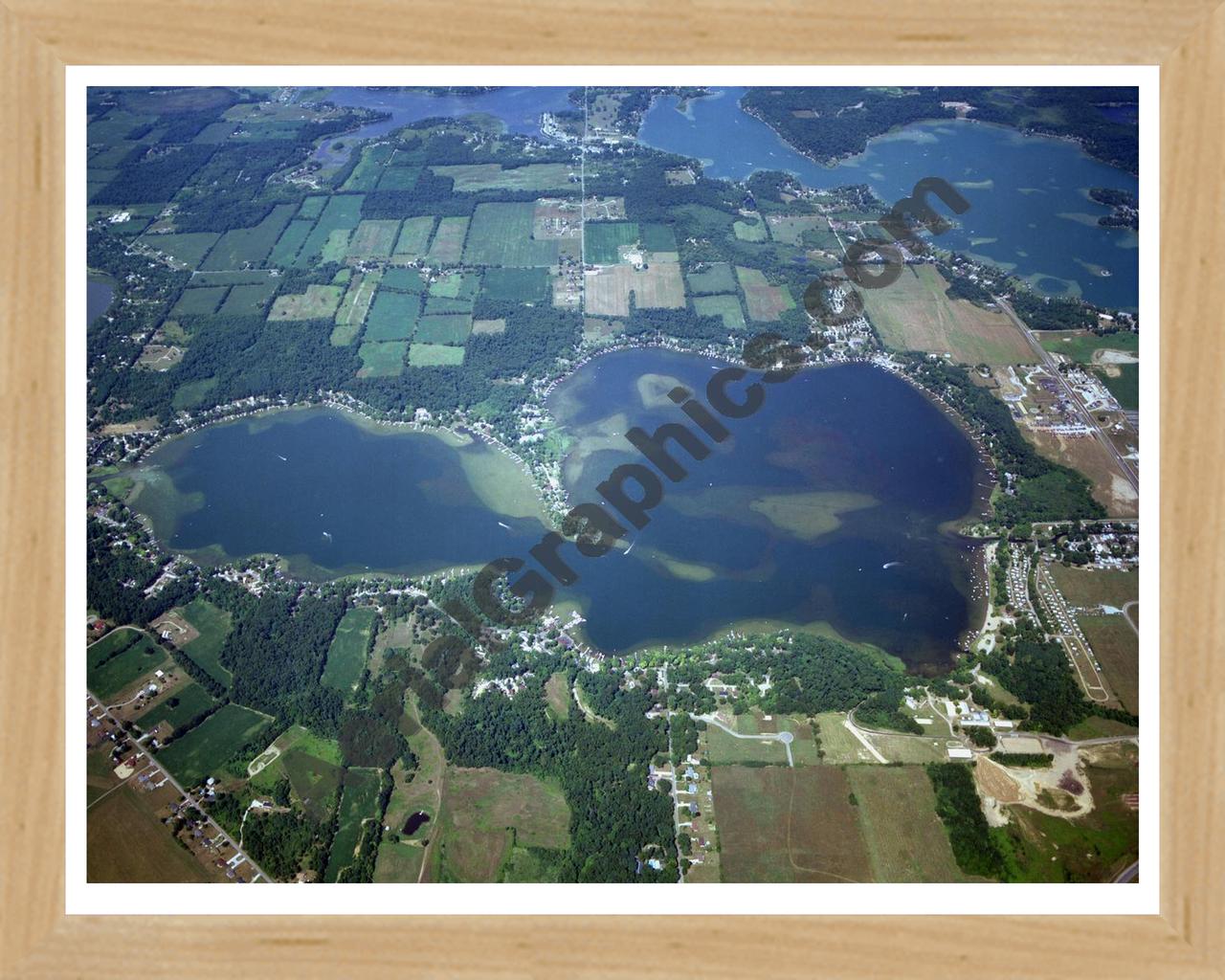 Aerial image of [194] Crooked Lake with Natural Wood frame