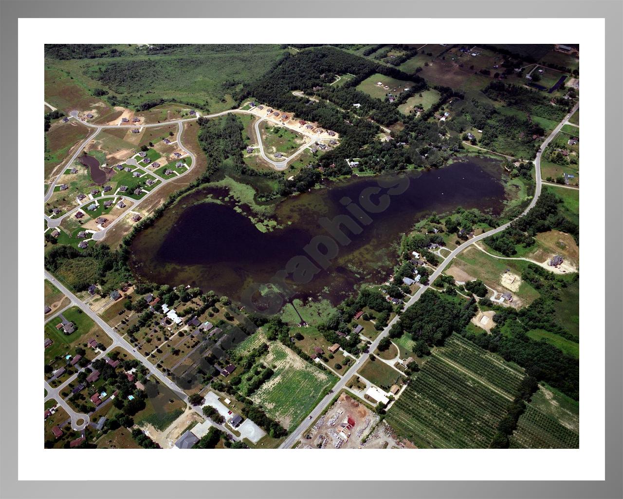 Aerial image of [1970] Seymour Lake in Oakland, MI with Silver Metal frame