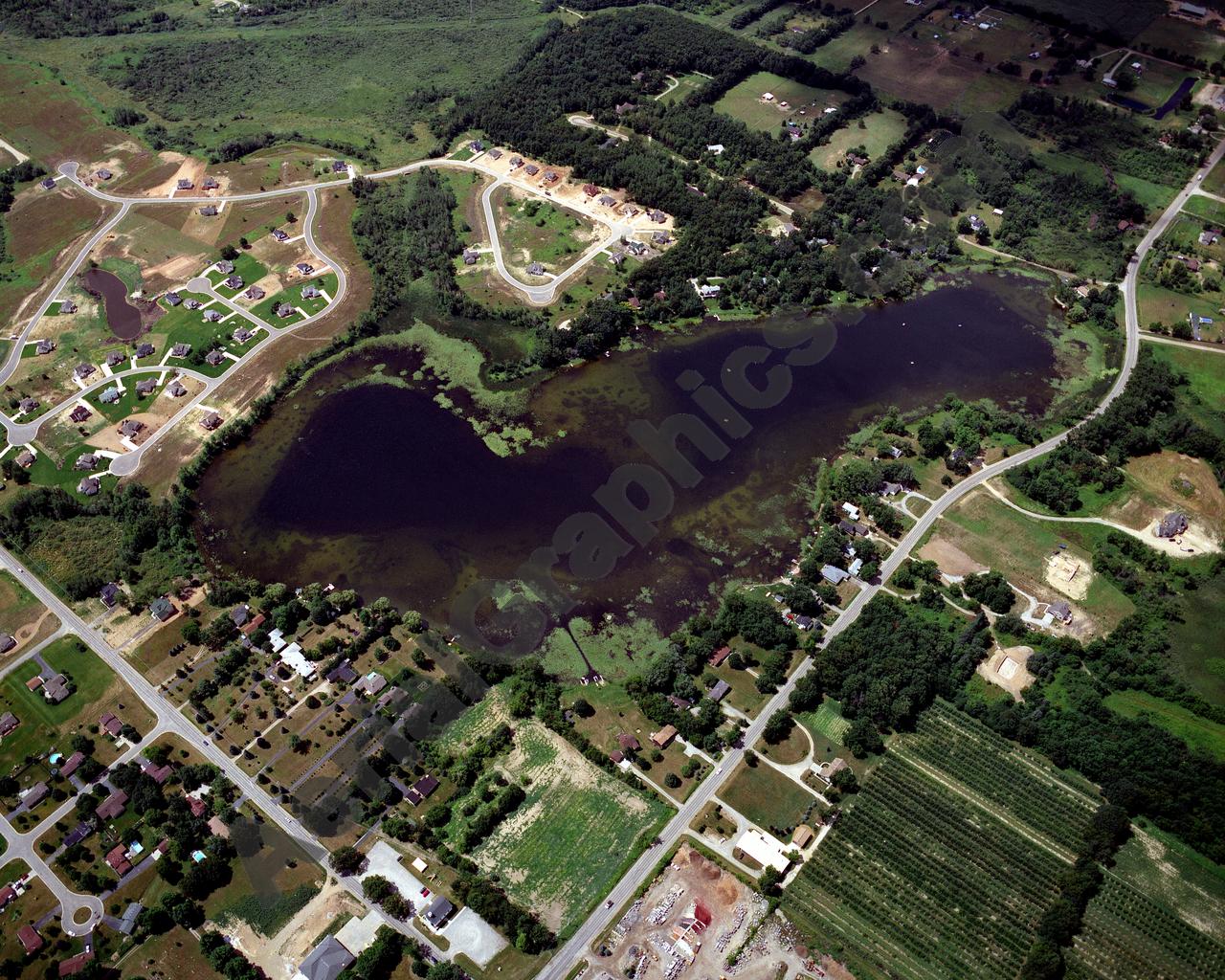 Aerial image of [1970] Seymour Lake in Oakland, MI with Canvas Wrap frame