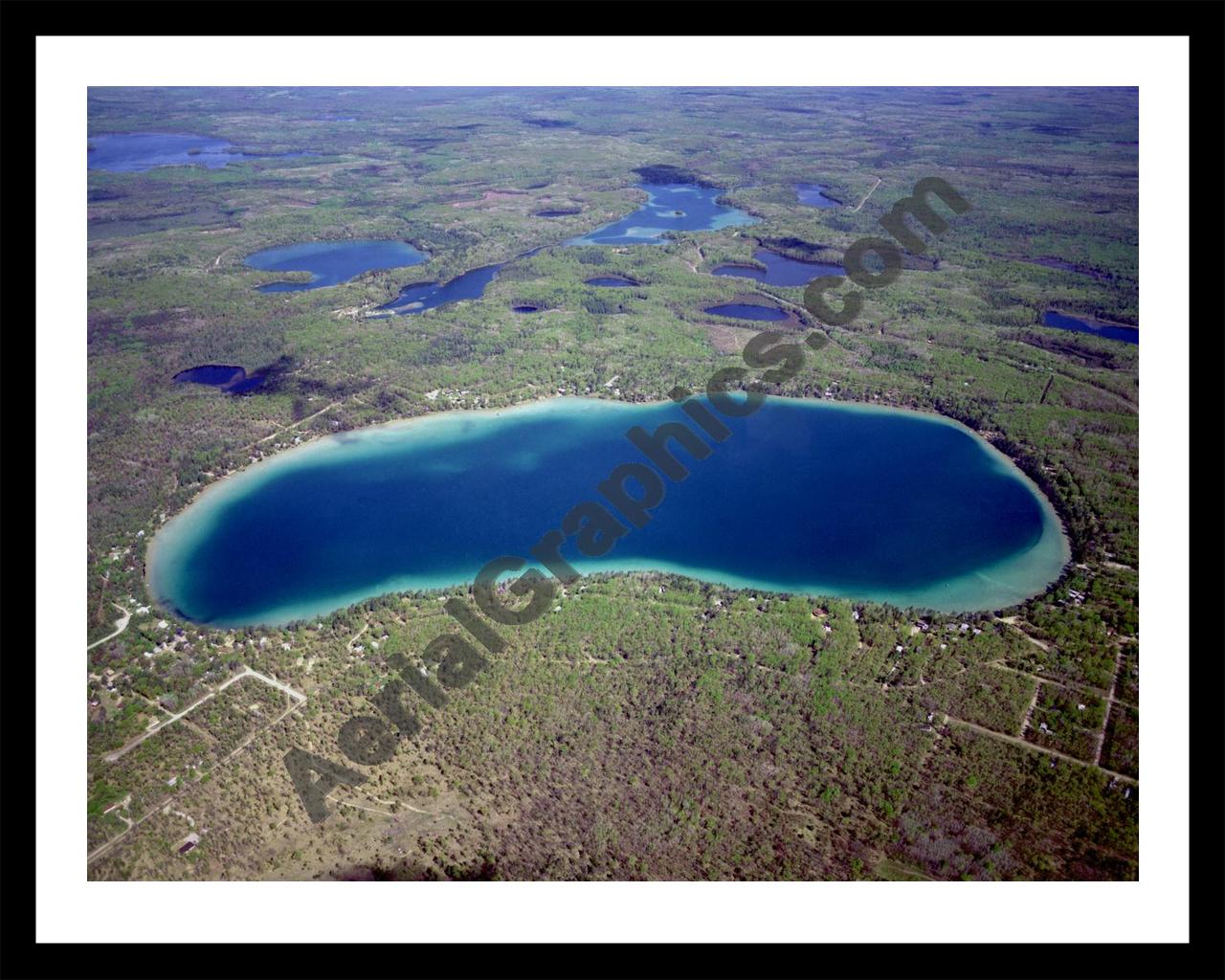 Aerial image of [19] Avalon Lake in Montmorency, MI with Black Metal frame