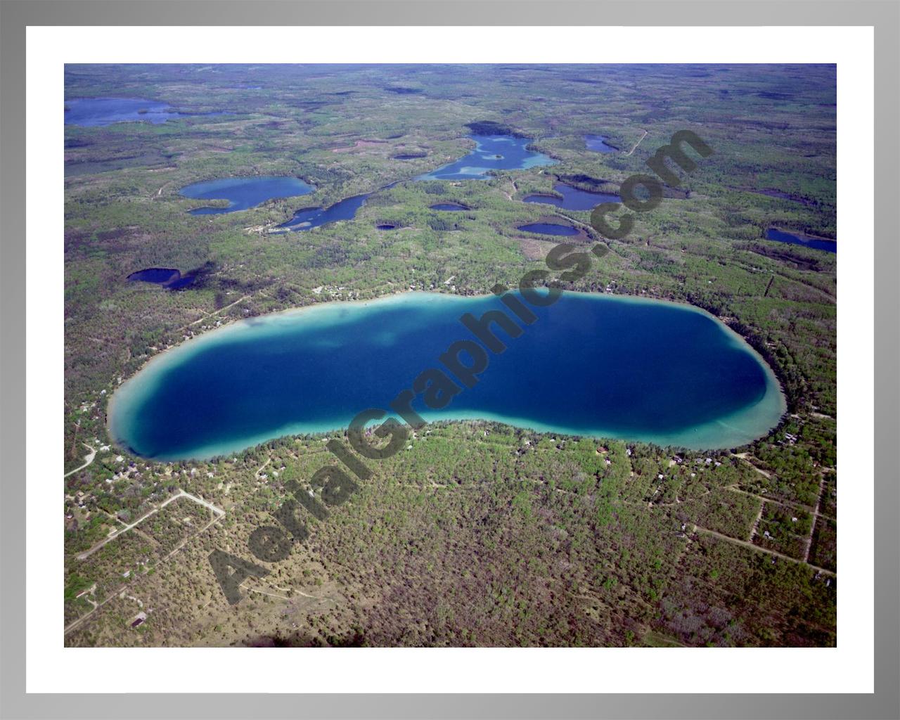 Aerial image of [19] Avalon Lake in Montmorency, MI with Silver Metal frame