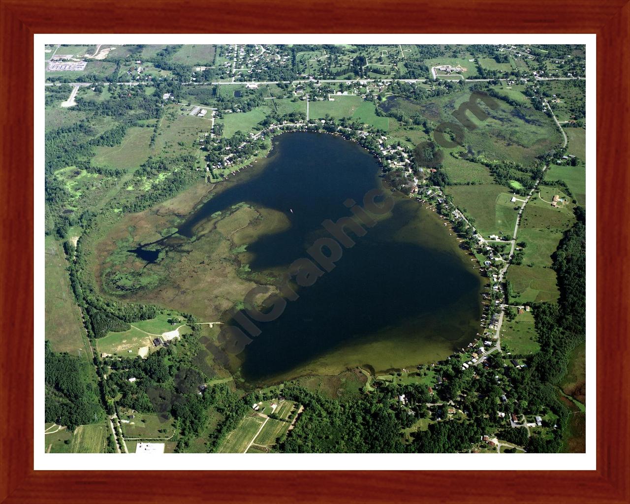 Aerial image of [1] Ackerson Lake in Jackson, MI with Cherry Wood frame