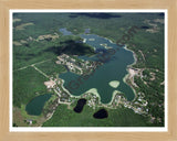 Aerial image of [2009] Littlefield, Sucker & Outlet Lakes in Isabella, MI with Natural Wood frame