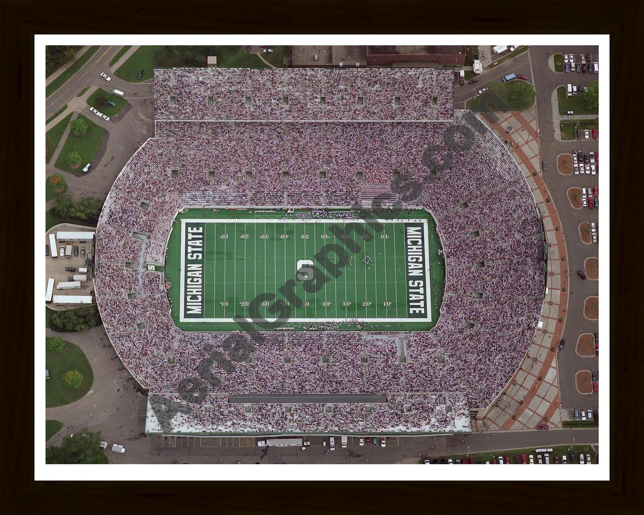 Aerial image of [2010] MSU Stadium with Black Wood frame