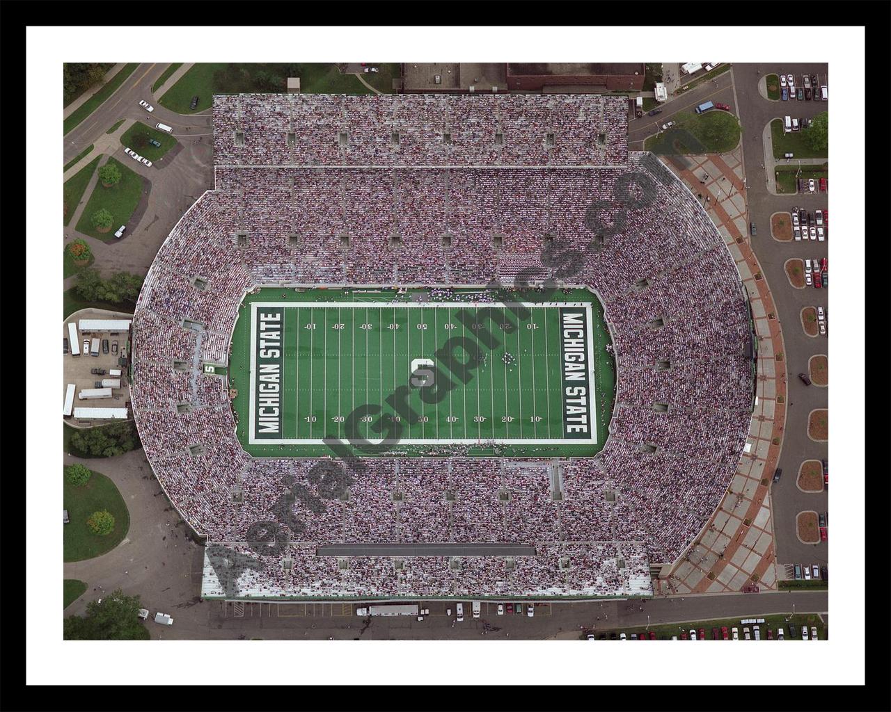 Aerial image of [2010] MSU Stadium with Black Metal frame