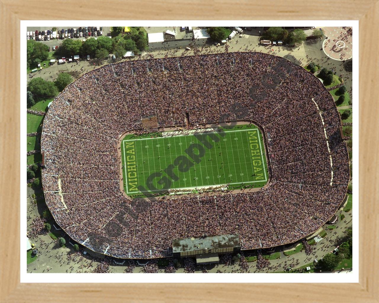 Aerial image of [2011] Michigan Stadium (The Big House) with Natural Wood frame