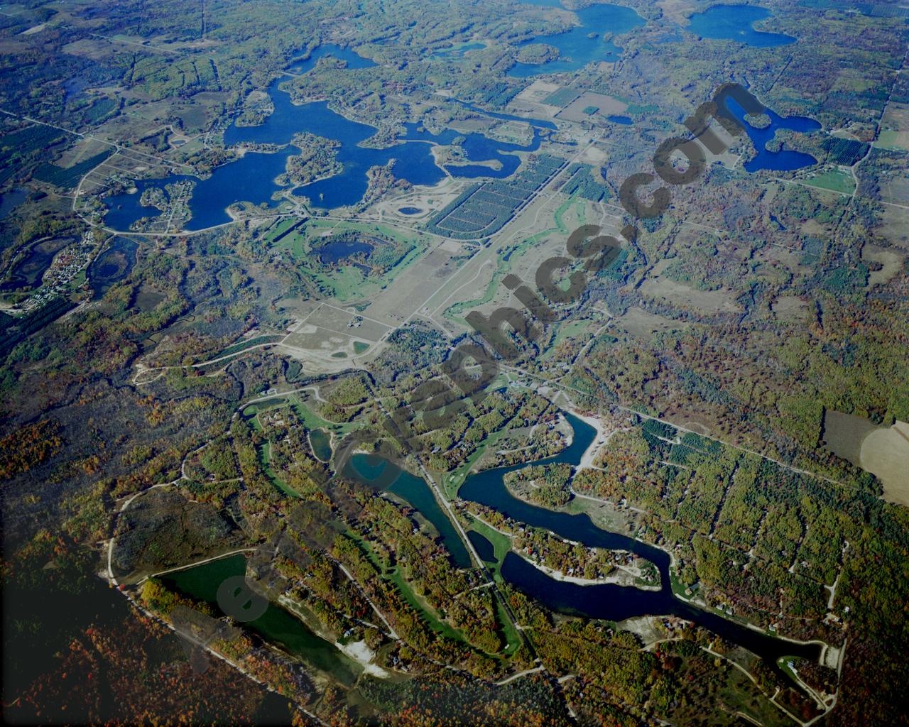 Aerial image of [2052] Canadian Lakes Area in Mecosta, MI with Canvas Wrap frame