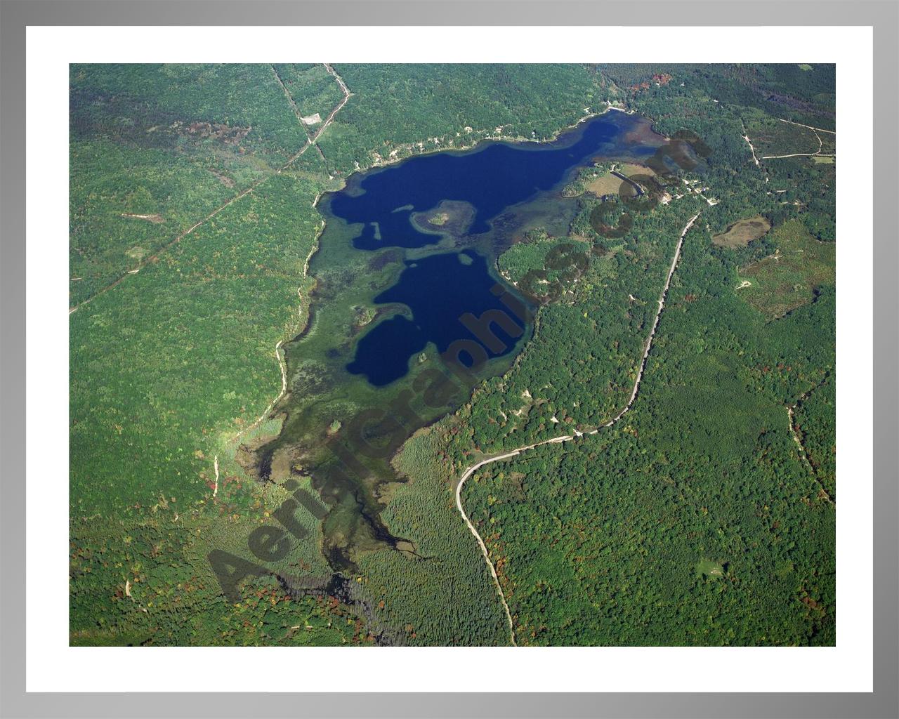 Aerial image of [20] Avery Lake in Montmorency, MI with Silver Metal frame