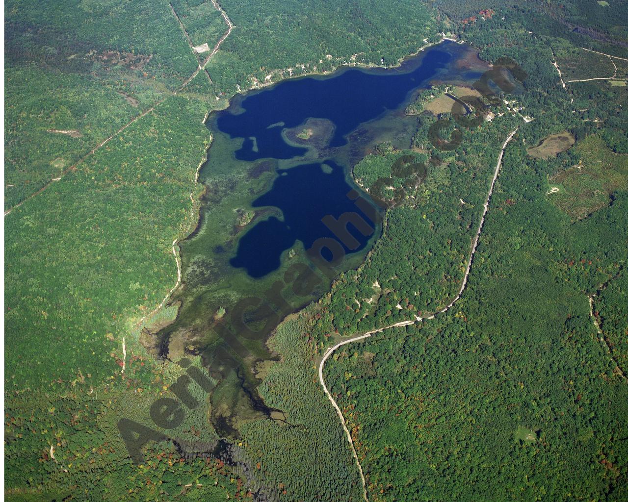 Aerial image of [20] Avery Lake in Montmorency, MI with Canvas Wrap frame