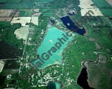 Aerial image of [2137] Maston Lake & Muskellunge Lake in Kent, MI with Canvas Wrap frame