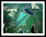 Aerial image of [2137] Maston Lake & Muskellunge Lake in Kent, MI with Black Metal frame