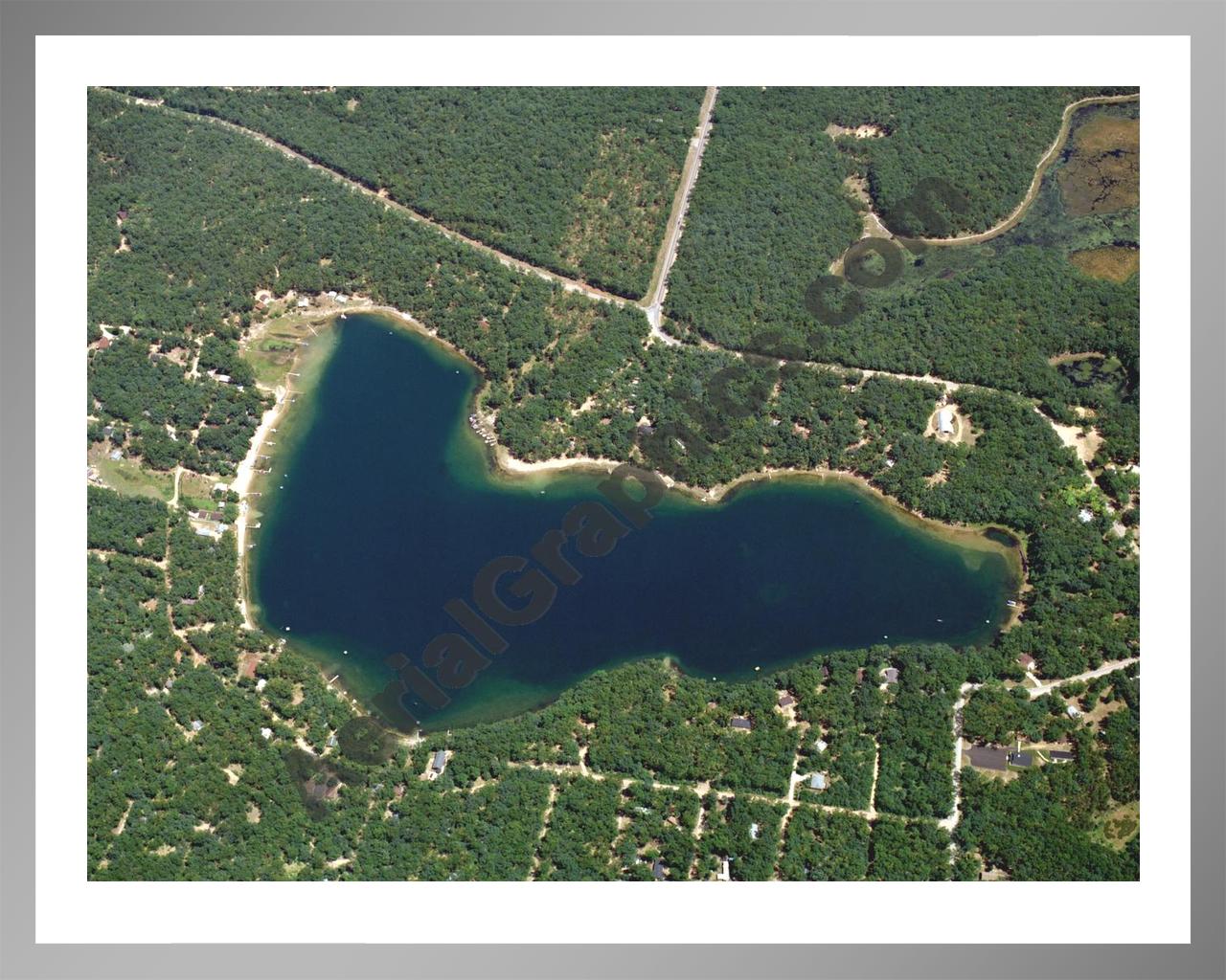 Aerial image of [2154] Cecilia Lake in Lake, MI with Silver Metal frame