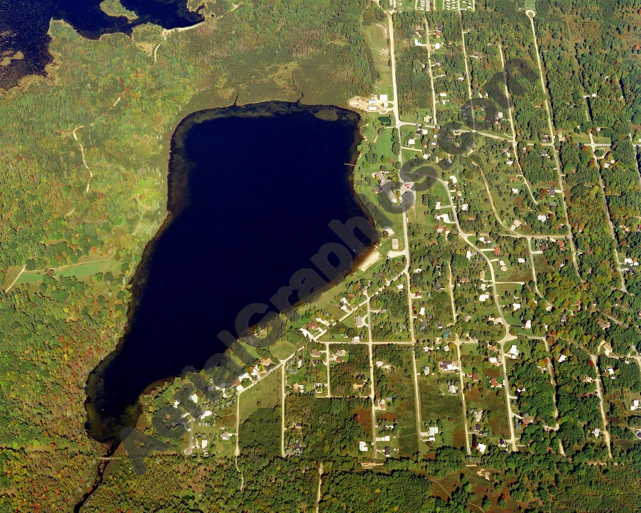 Aerial image of [21] Badger Lake in Alcona, MI with No frame