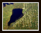 Aerial image of [21] Badger Lake in Alcona, MI with Black Wood frame