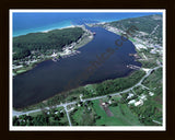 Aerial image of [2273] Betsie Lake & Frankfort City in Benzie, MI with Black Wood frame