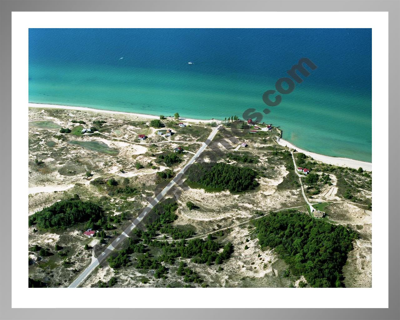 Aerial image of [2278] Point Betsie Lighthouse with Silver Metal frame