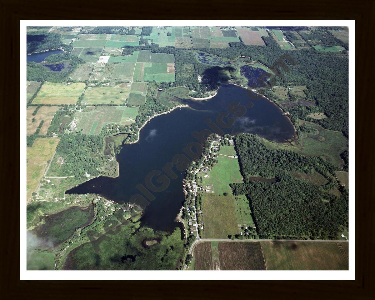 Aerial image of [2281] Bankson Lake in Van Buren, MI with Black Wood frame