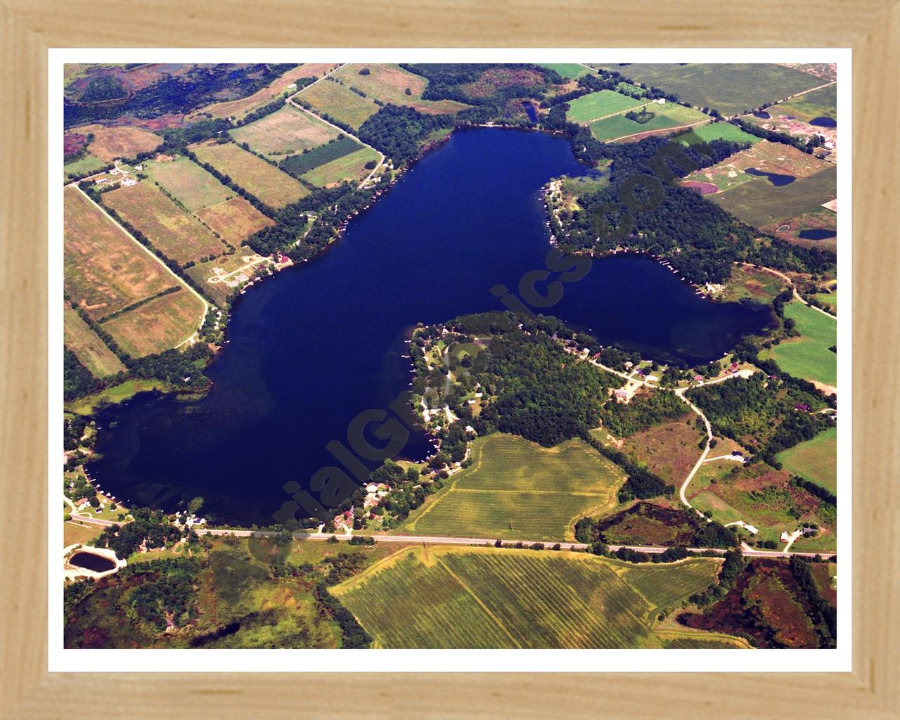 Aerial image of [2282] Cedar Lake in Van Buren, MI with Natural Wood frame