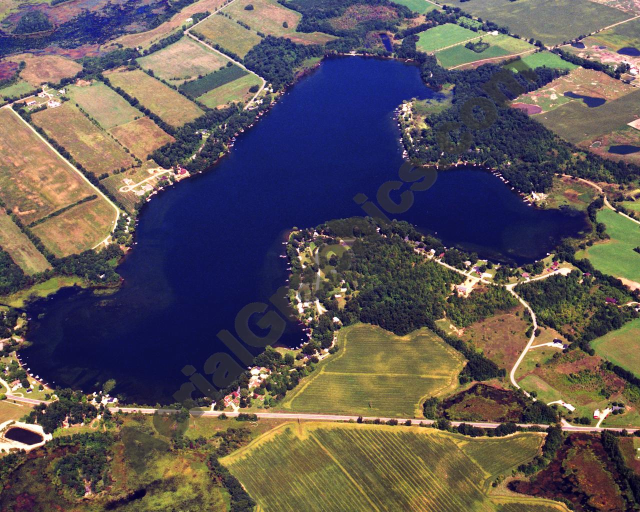 Aerial image of [2282] Cedar Lake in Van Buren, MI with Canvas Wrap frame