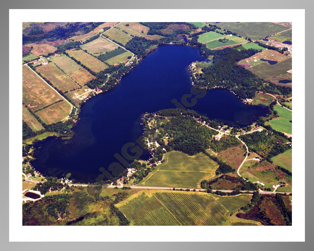 Aerial image of [2282] Cedar Lake in Van Buren, MI with Silver Metal frame